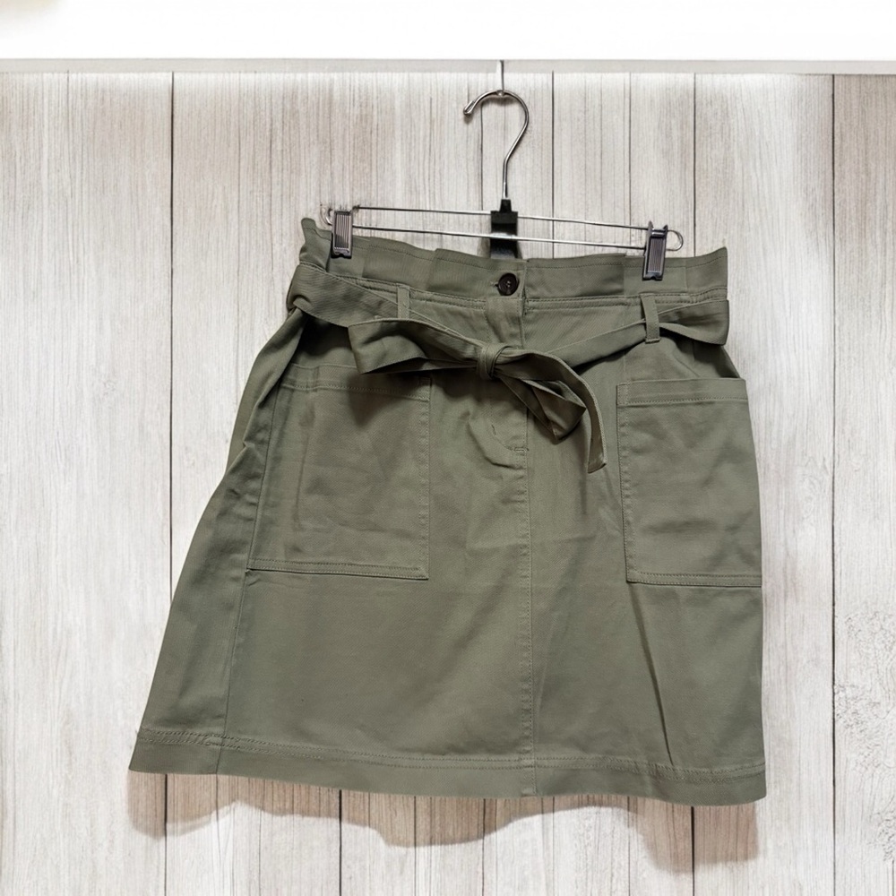 Blu Pepper Green Cargo Mini Skirt with Tie Front